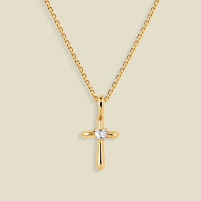 CZ Heart Cross Charm Necklace