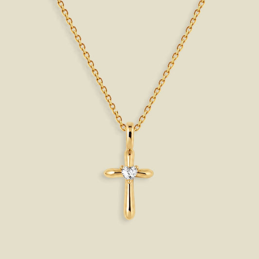 CZ Heart Cross Charm Necklace