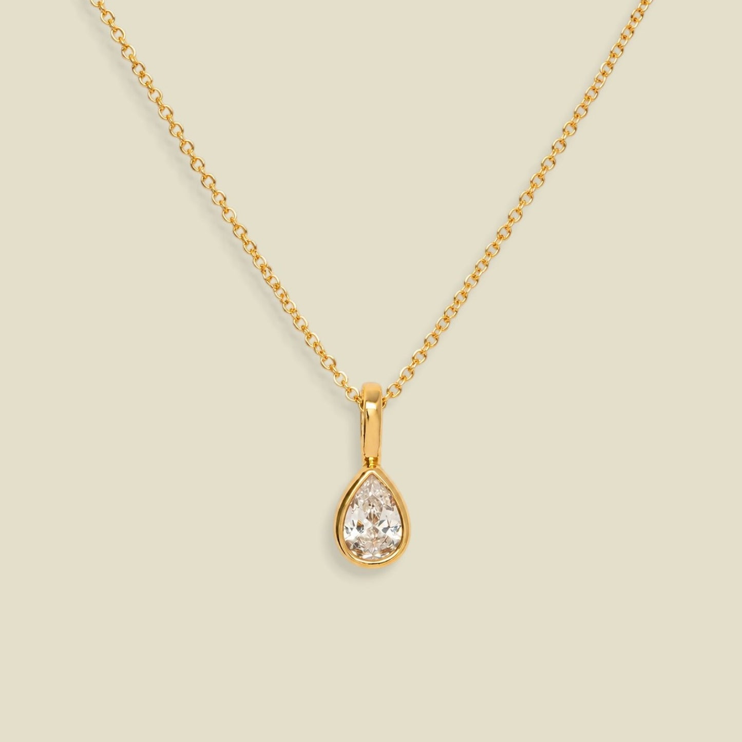 CZ Pear Charm Necklace