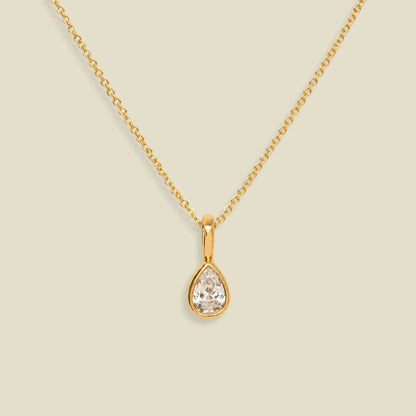 CZ Pear Charm Necklace
