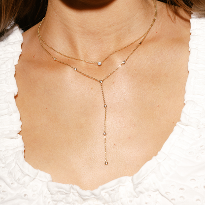 CZ Poppy Lariat Necklace