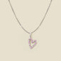 Pink CZ Heart Charm Necklace