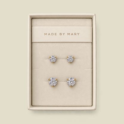 CZ Martini Stud Earrings Set