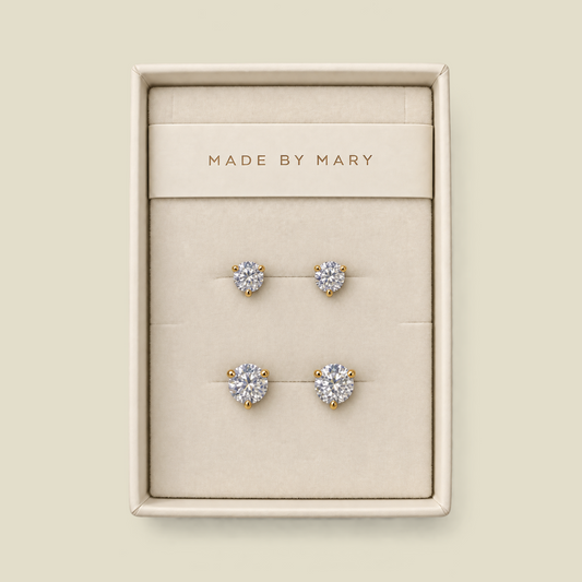 CZ Martini Stud Earrings Set