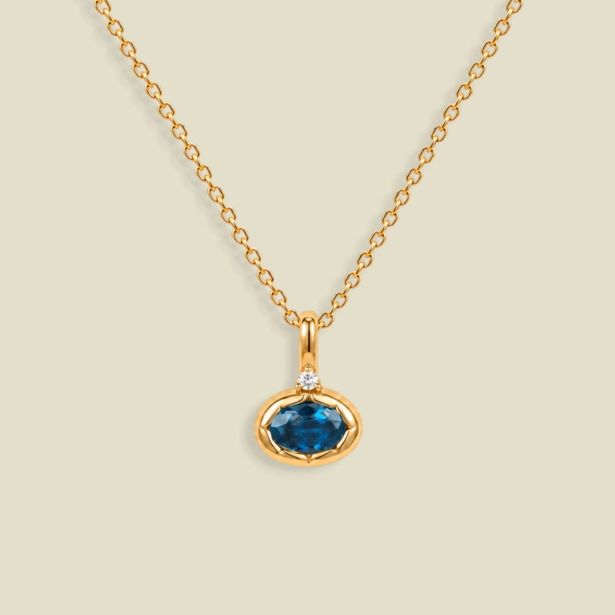 December Oval Birthstone Charm Necklace