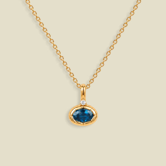 December Oval Birthstone Charm Necklace