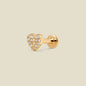 14k Diamond Heart Stud Earring (Flat Back) - Single