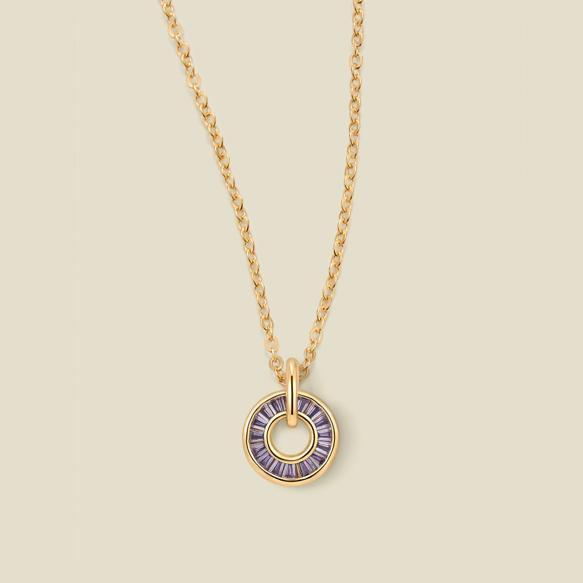 February Baguette Birthstone Necklace