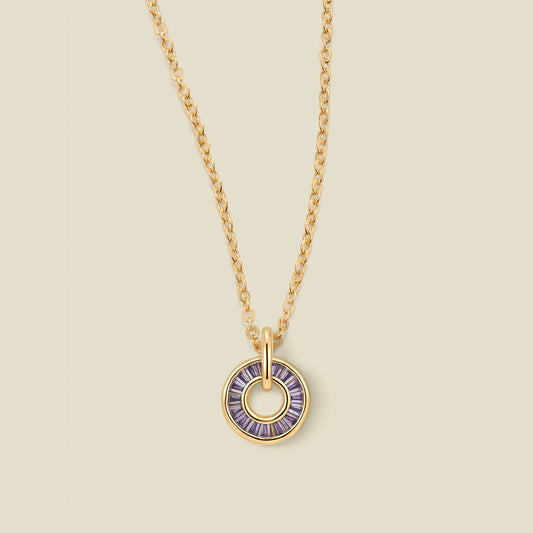 February Baguette Birthstone Necklace