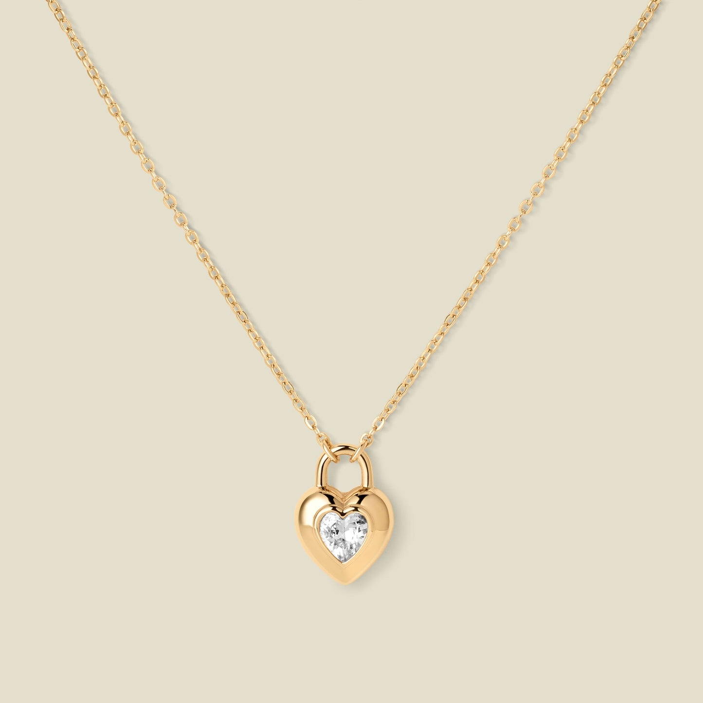 CZ Padlock Heart Necklace