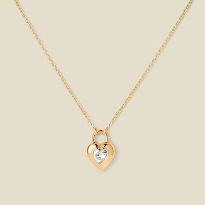 CZ Padlock Heart Necklace