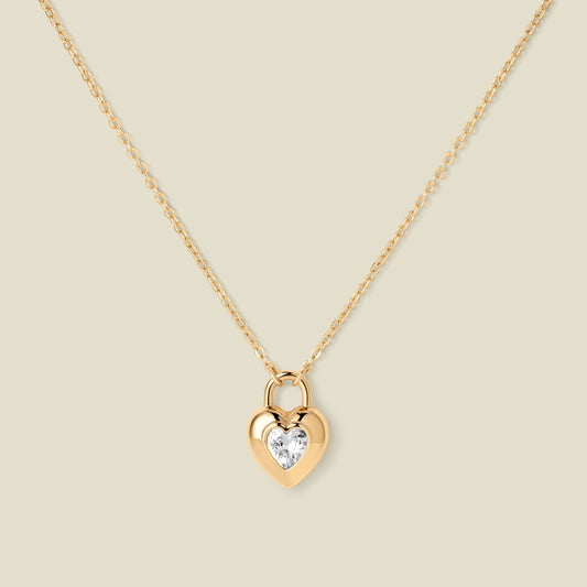 CZ Padlock Heart Necklace