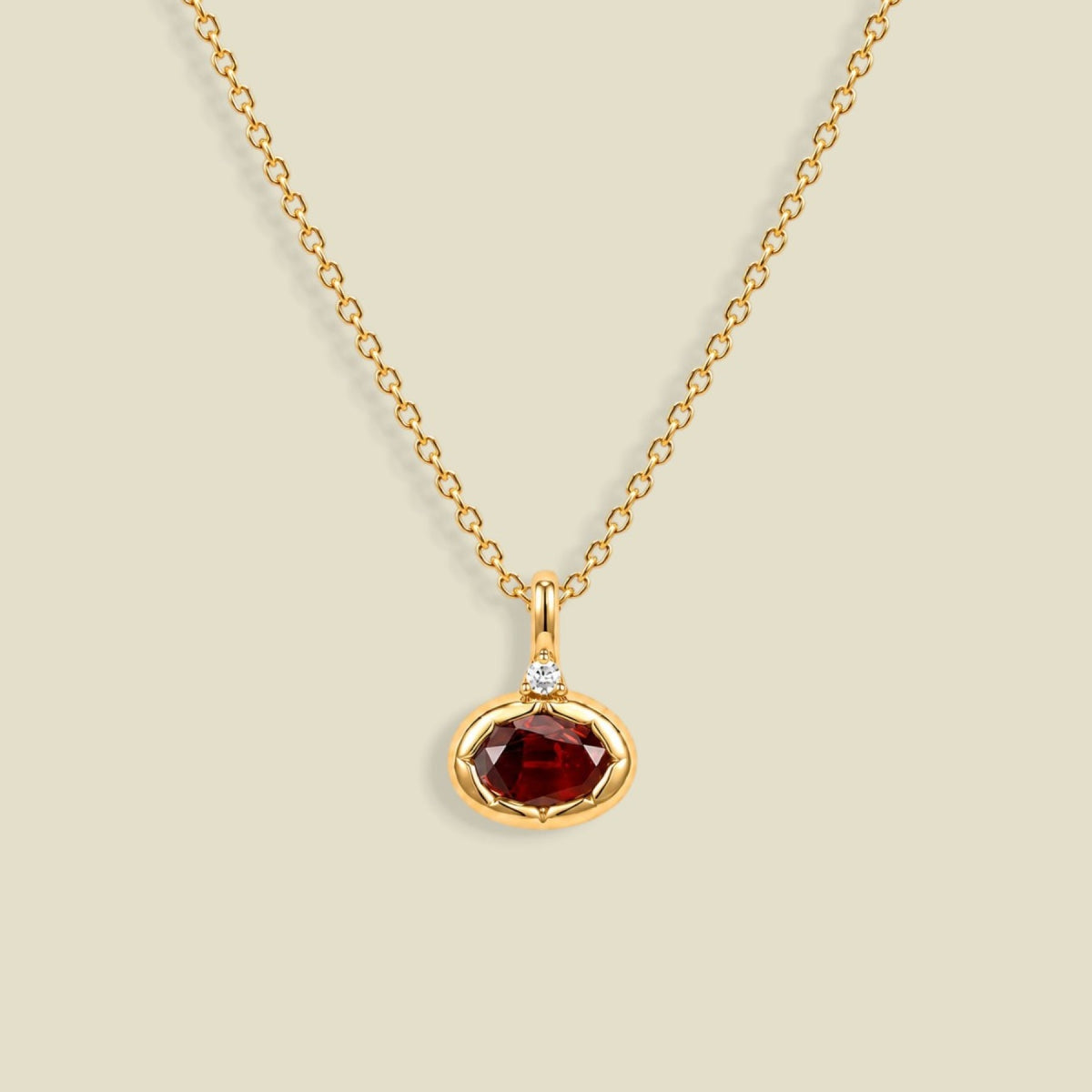January Oval Birthstone Charm Necklace
