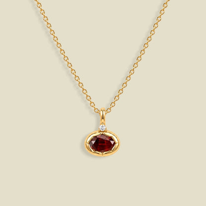 January Oval Birthstone Charm Necklace