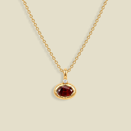 January Oval Birthstone Charm Necklace