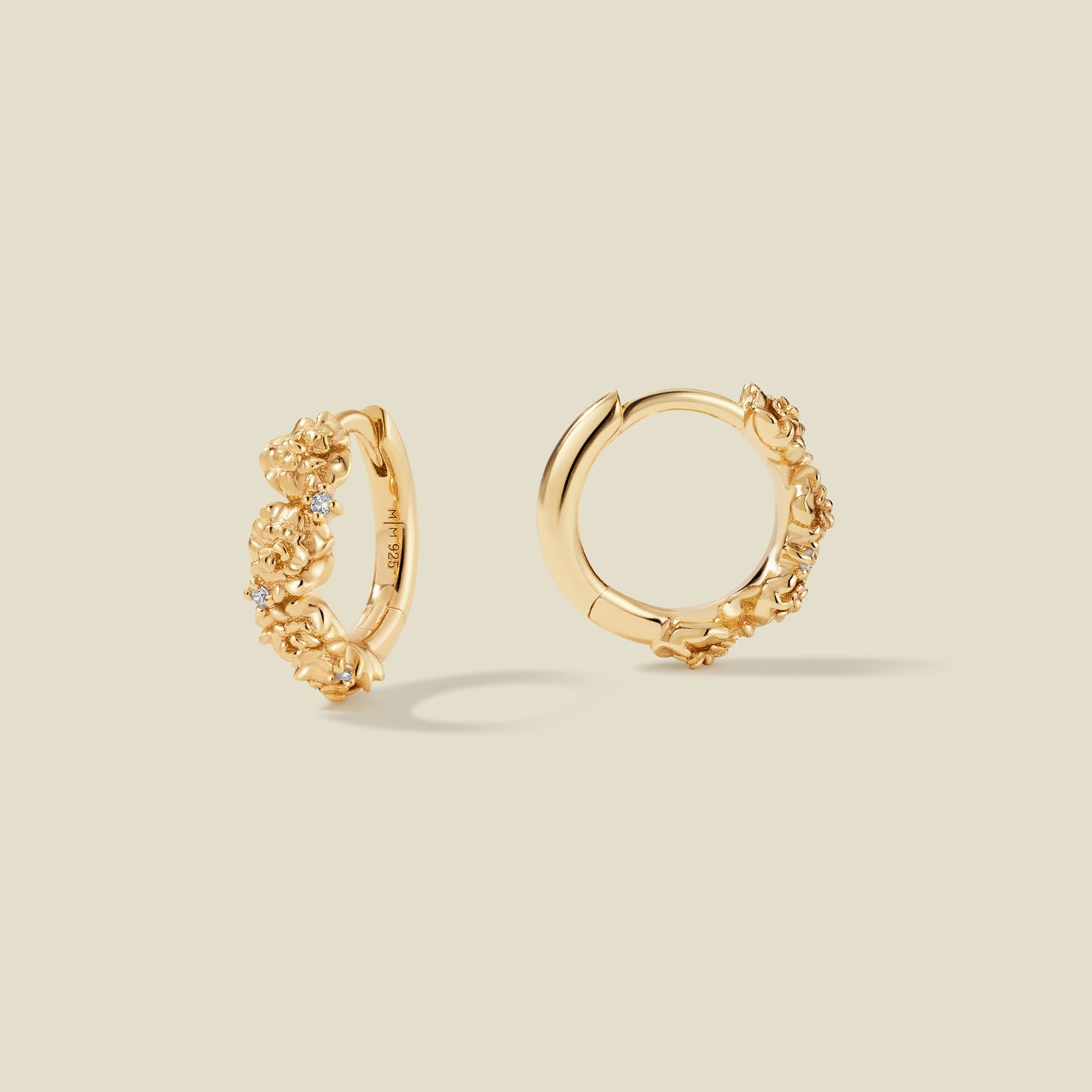 January CZ Birth Flower Huggie Hoop Earrings