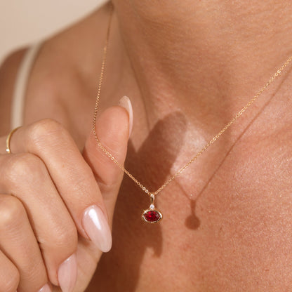 July Oval Birthstone Charm Necklace