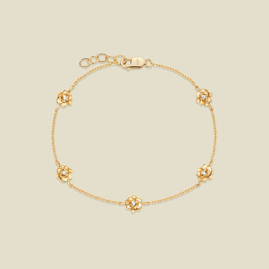 July CZ Birth Flower Station Bracelet
