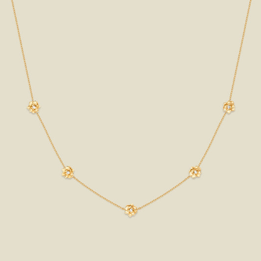 July CZ Birth Flower Station Necklace