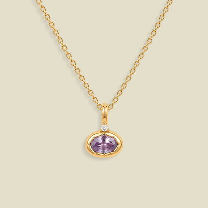 June Oval Birthstone Charm Necklace