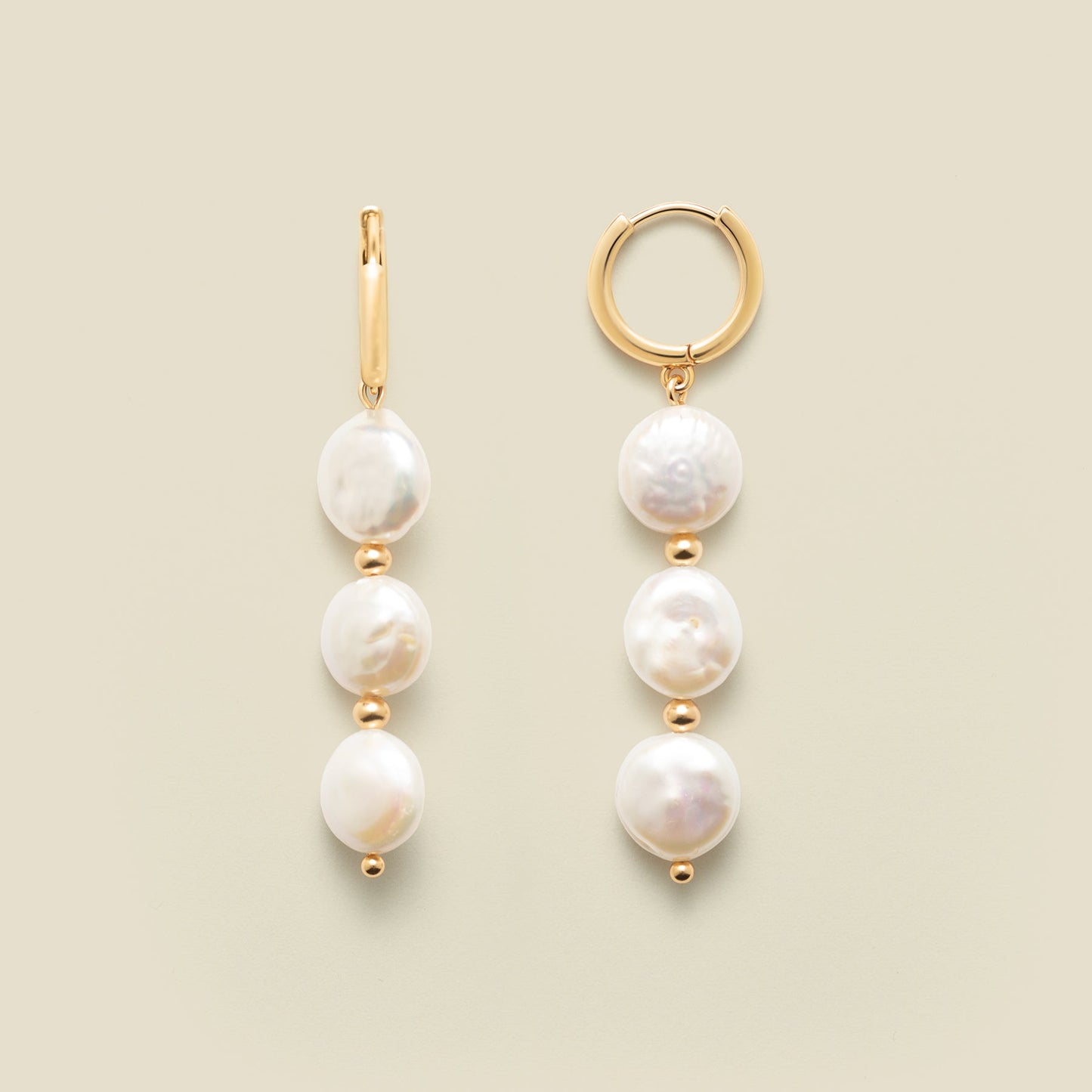 Laurel Pearl Drop Hoop Earrings