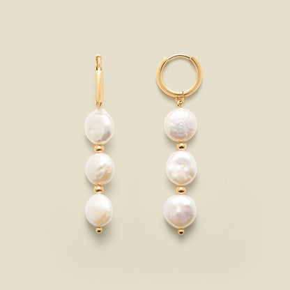 Laurel Pearl Drop Hoop Earrings
