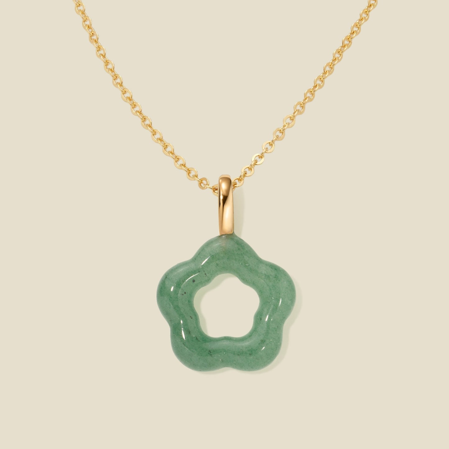 Green Aventurine Flower Charm Necklace