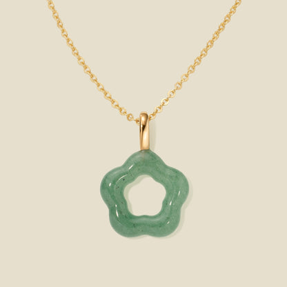 Green Aventurine Flower Charm Necklace