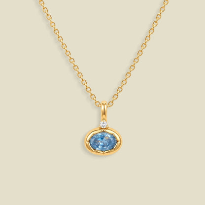 March Oval Birthstone Charm Necklace