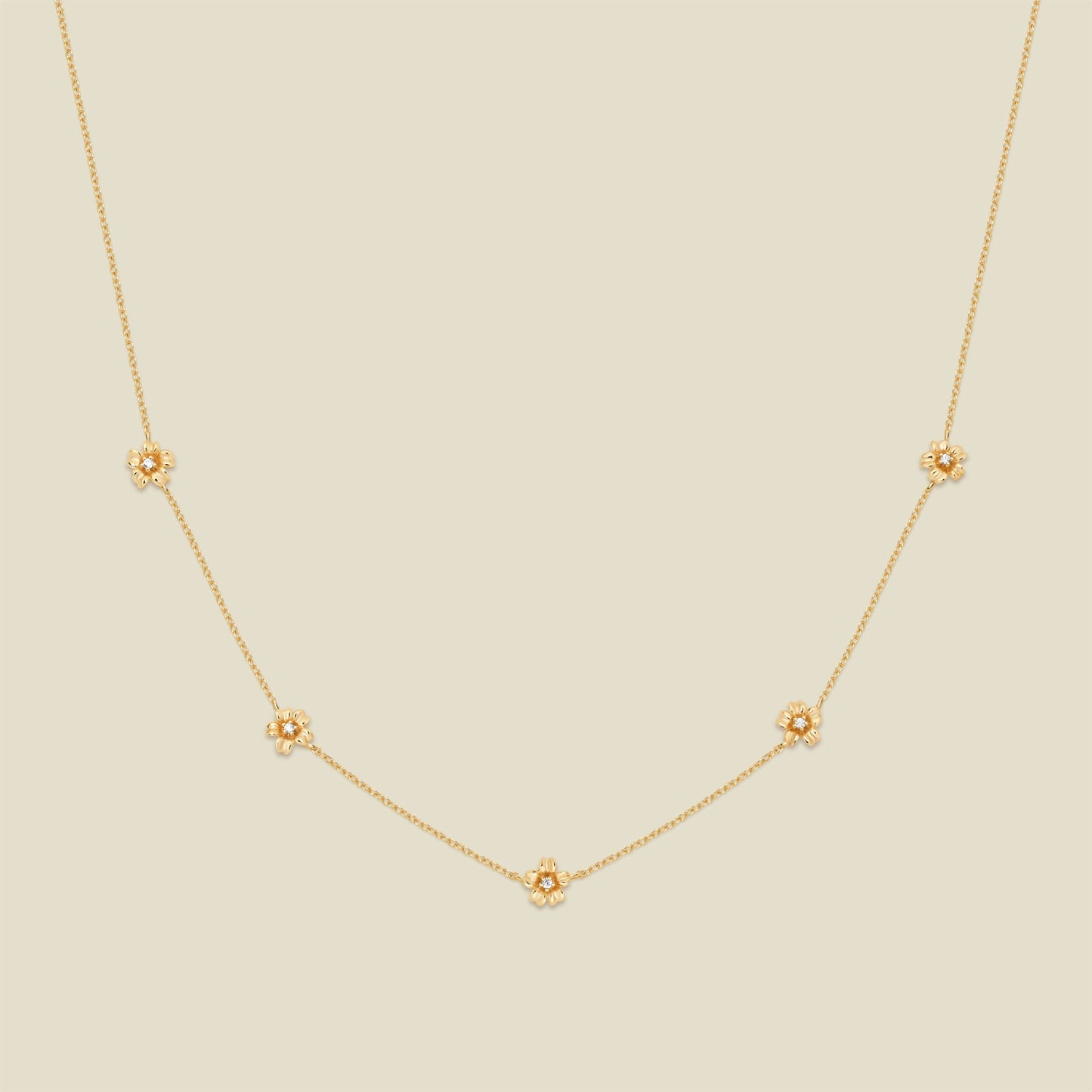 March CZ Birth Flower Station Necklace