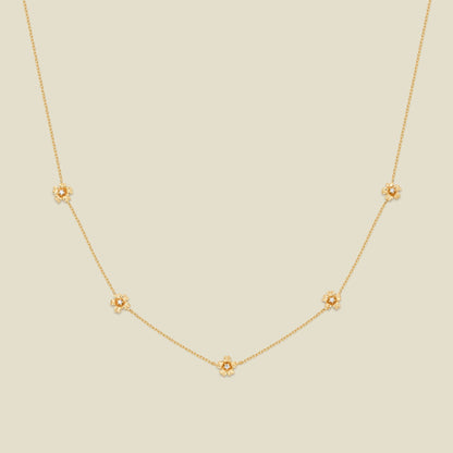 March CZ Birth Flower Station Necklace