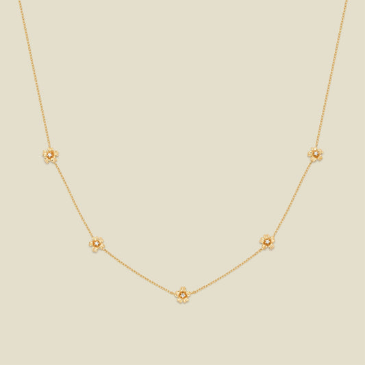 March CZ Birth Flower Station Necklace