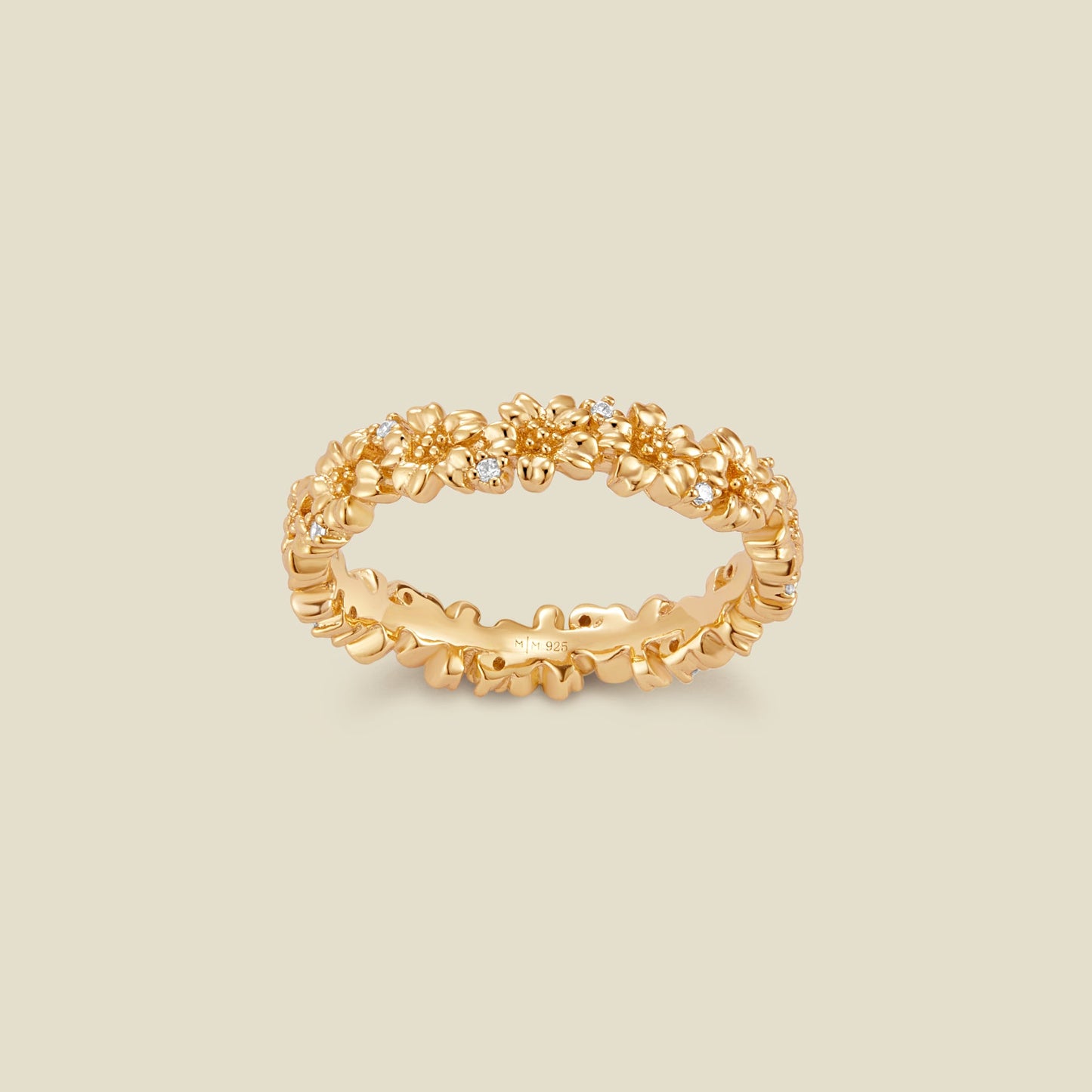 March CZ Birth Flower Eternity Ring
