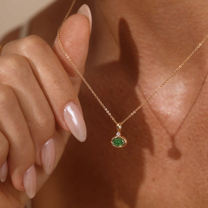 May Oval Birthstone Charm Necklace