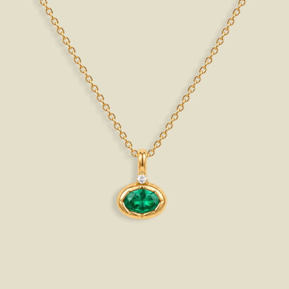 May Oval Birthstone Charm Necklace