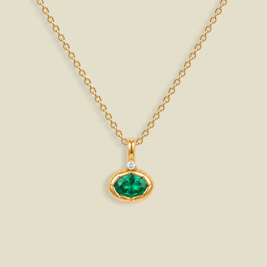 May Oval Birthstone Charm Necklace