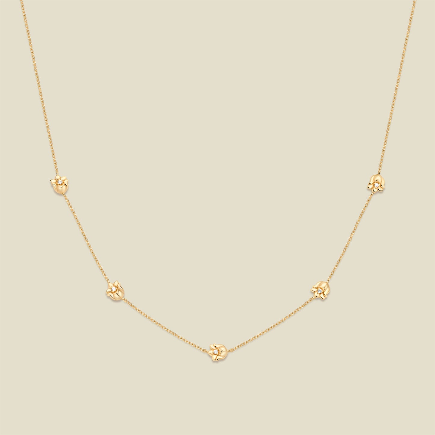 May CZ Birth Flower Station Necklace