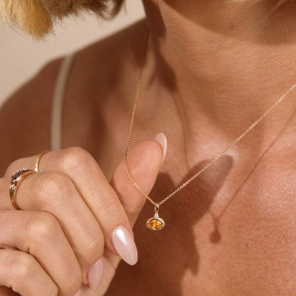 November Oval Birthstone Charm Necklace