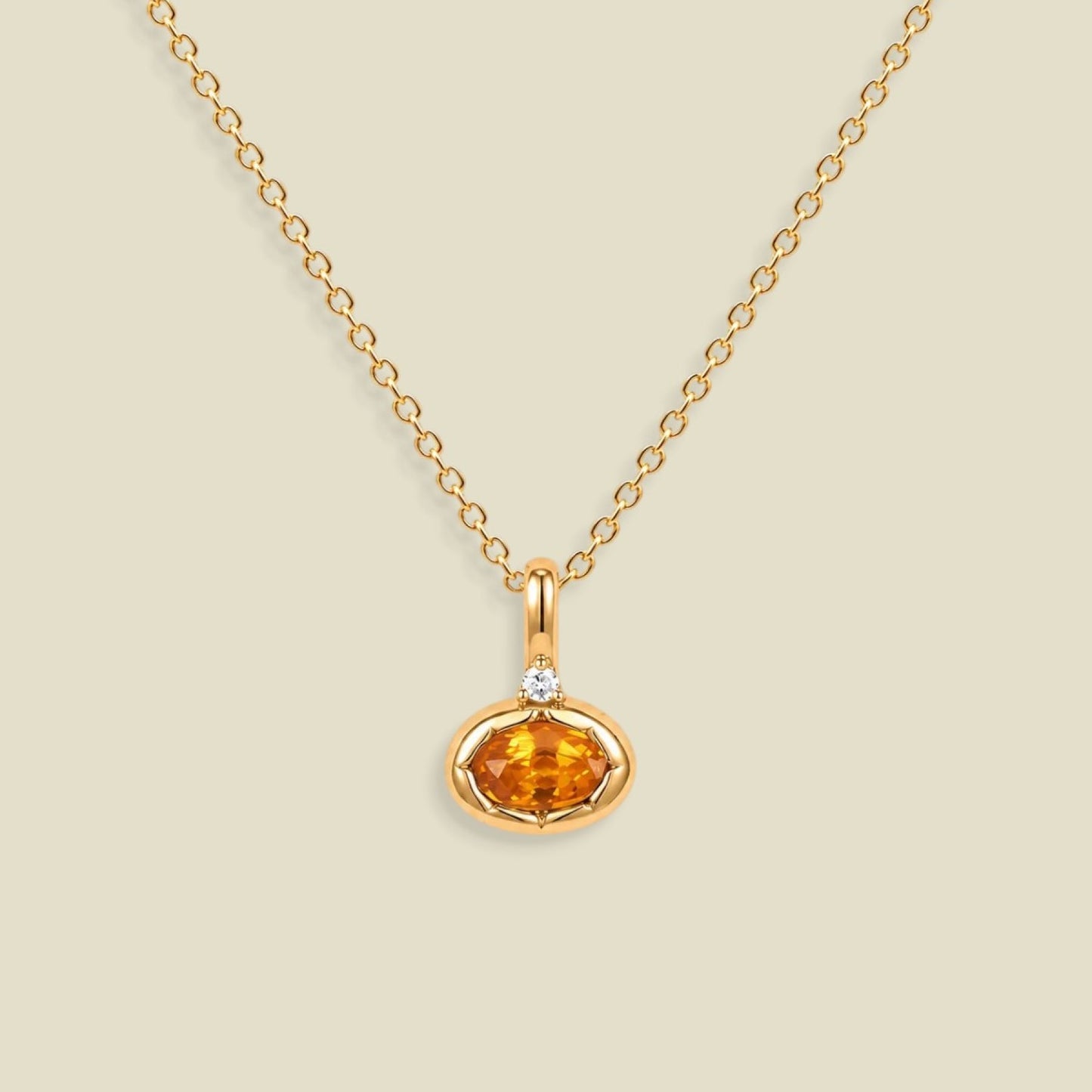 November Oval Birthstone Charm Necklace