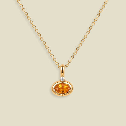 November Oval Birthstone Charm Necklace