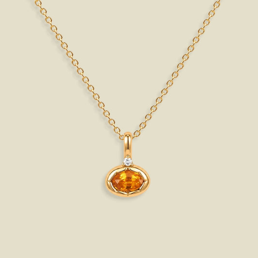 November Oval Birthstone Charm Necklace