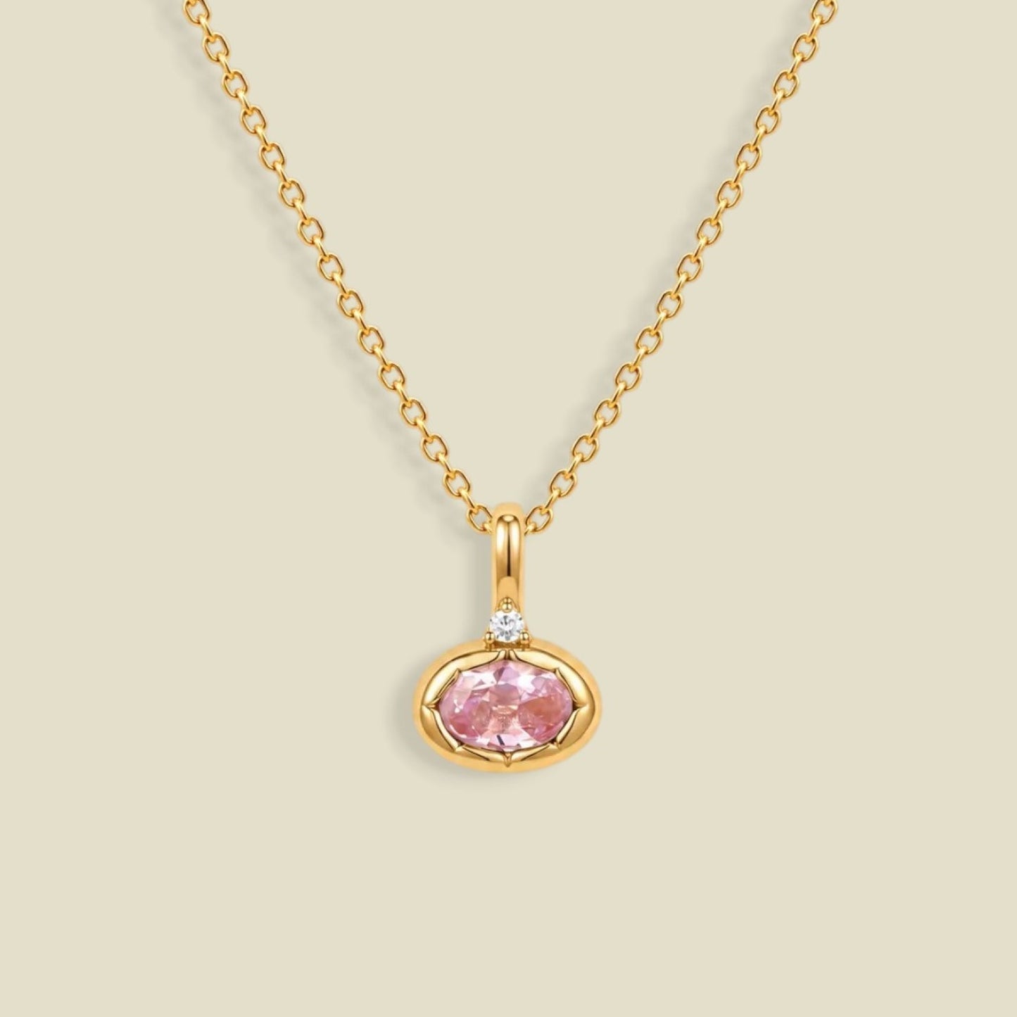 October Oval Birthstone Charm Necklace