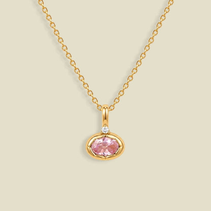 October Oval Birthstone Charm Necklace
