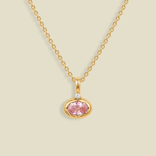 October Oval Birthstone Charm Necklace