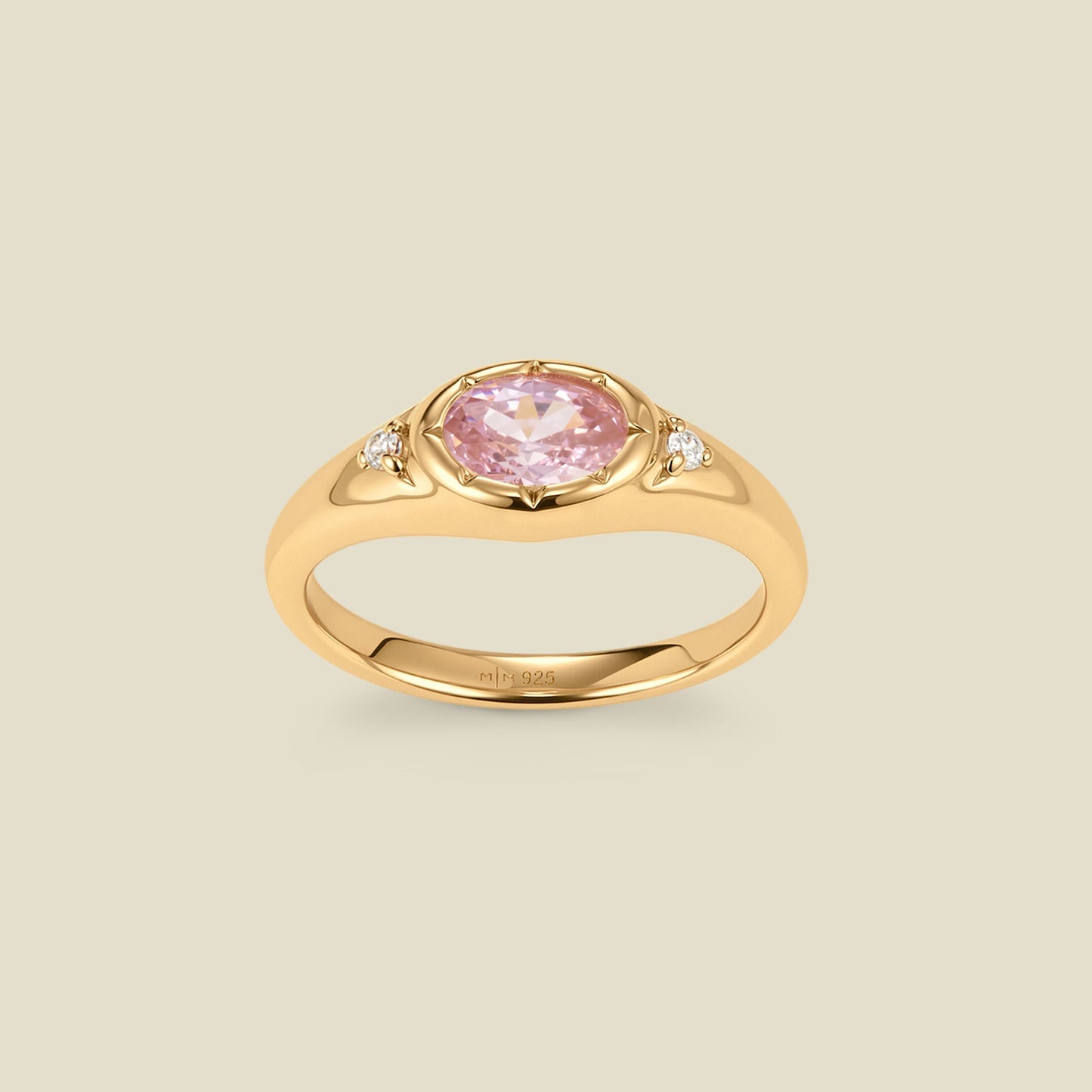October Oval Birthstone Signet Ring