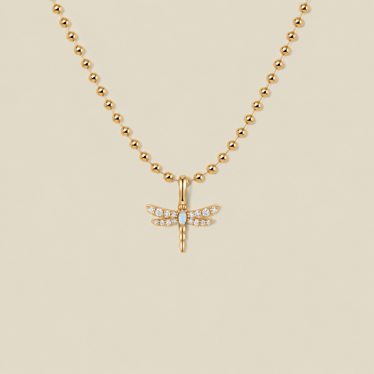 Opal Dragonfly Necklace