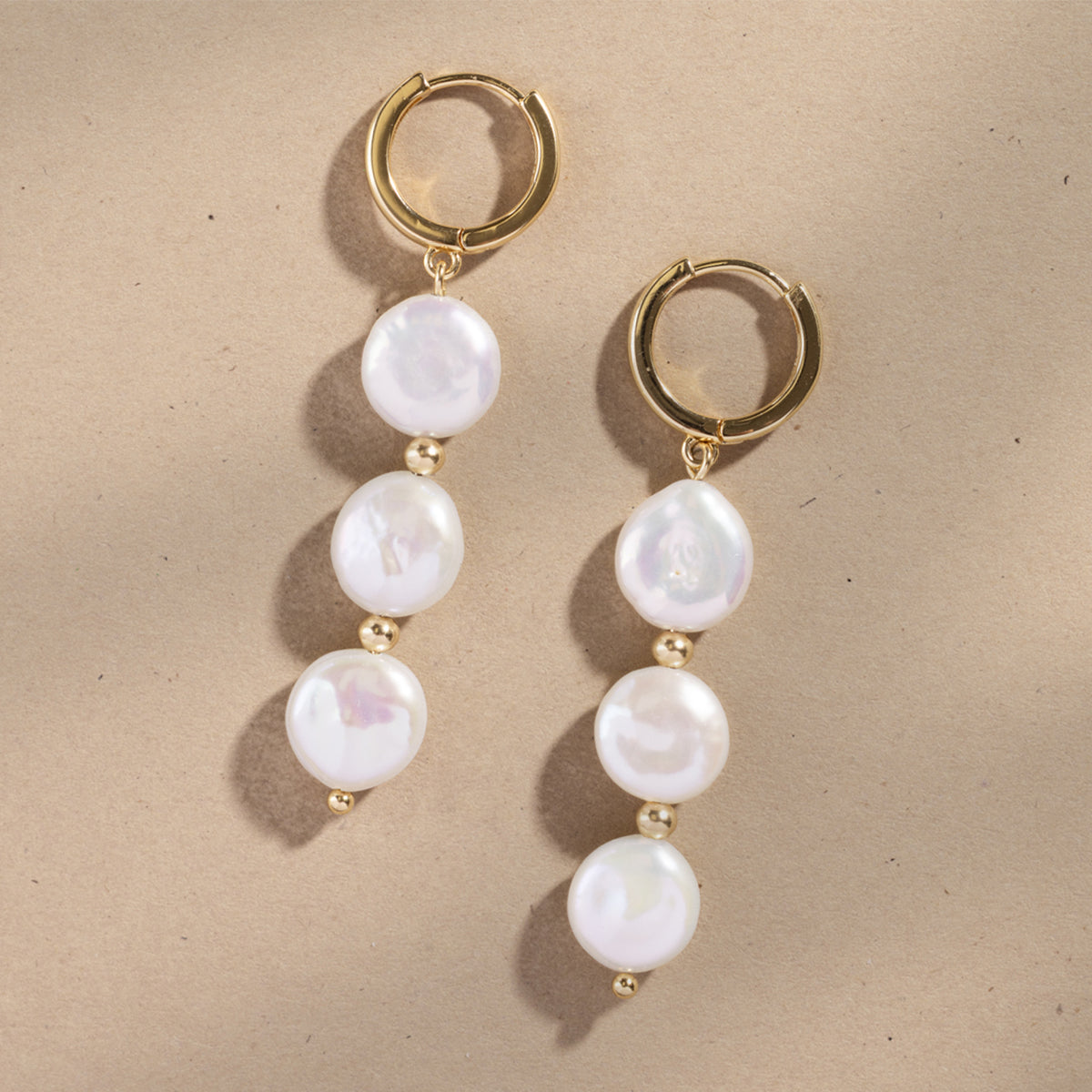 Laurel Pearl Drop Hoop Earrings