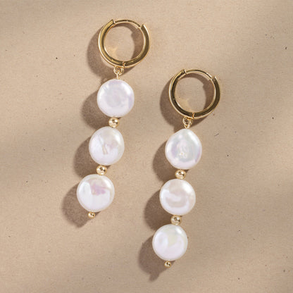Laurel Pearl Drop Hoop Earrings