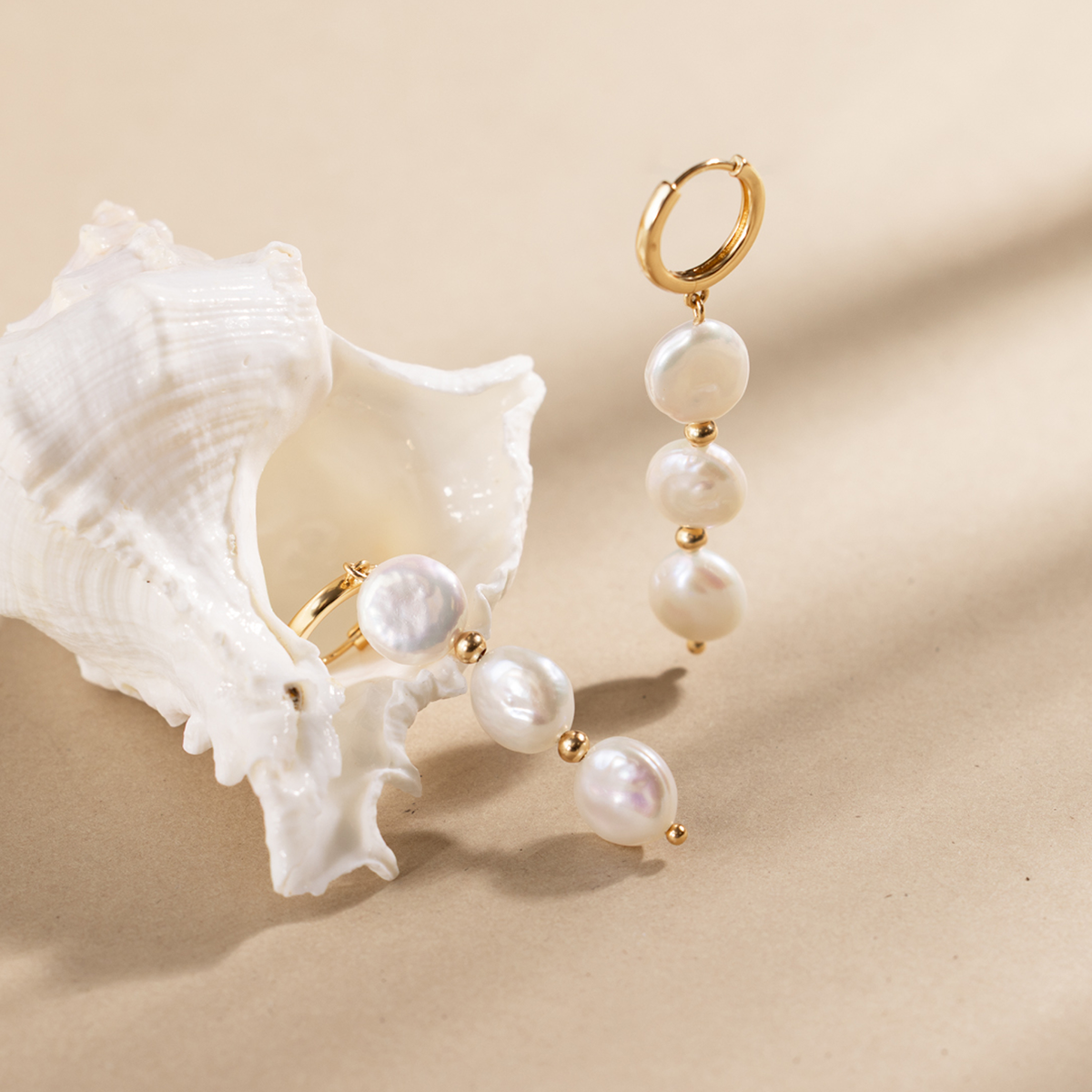 Laurel Pearl Drop Hoop Earrings