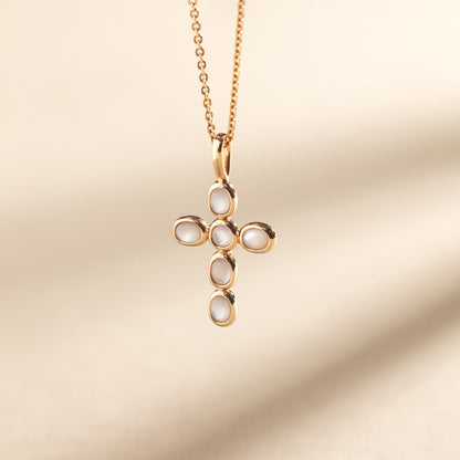 Mother of Pearl Cross Charm Necklace